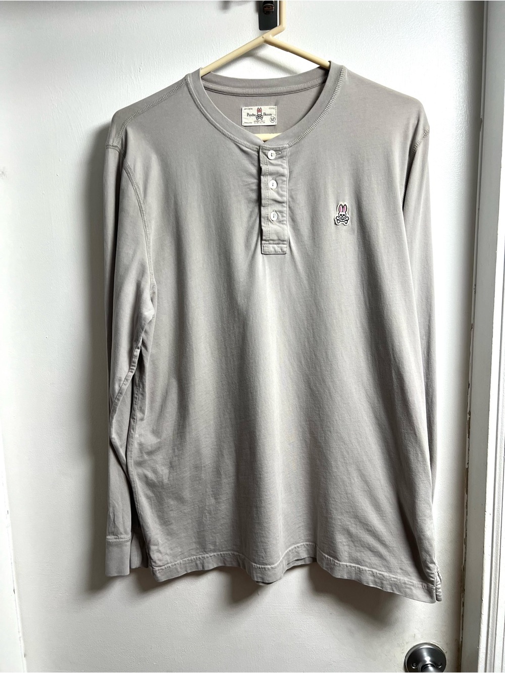 Psycho Bunny Light Gray Long-Sleeve with Logo Shirt